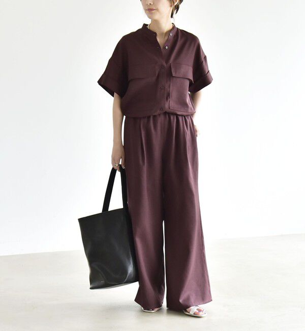 quaranciel「《予約》quaranciel:〈洗濯機可能〉ポケットドロスト シャツ＆イージー ワイドパンツ セットアップ」|ワンピース|