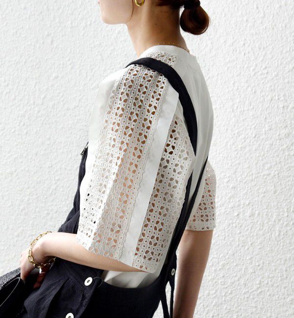 SHIPS for women「《予約》【WEB限定】〈手洗い可能〉レース コンビ ショート スリーブ カットソー」|Tシャツ・カットソー|