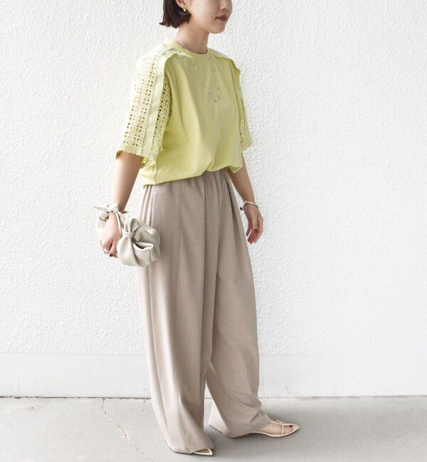 SHIPS for women「《予約》【WEB限定】〈手洗い可能〉レース コンビ ショート スリーブ カットソー」|Tシャツ・カットソー|