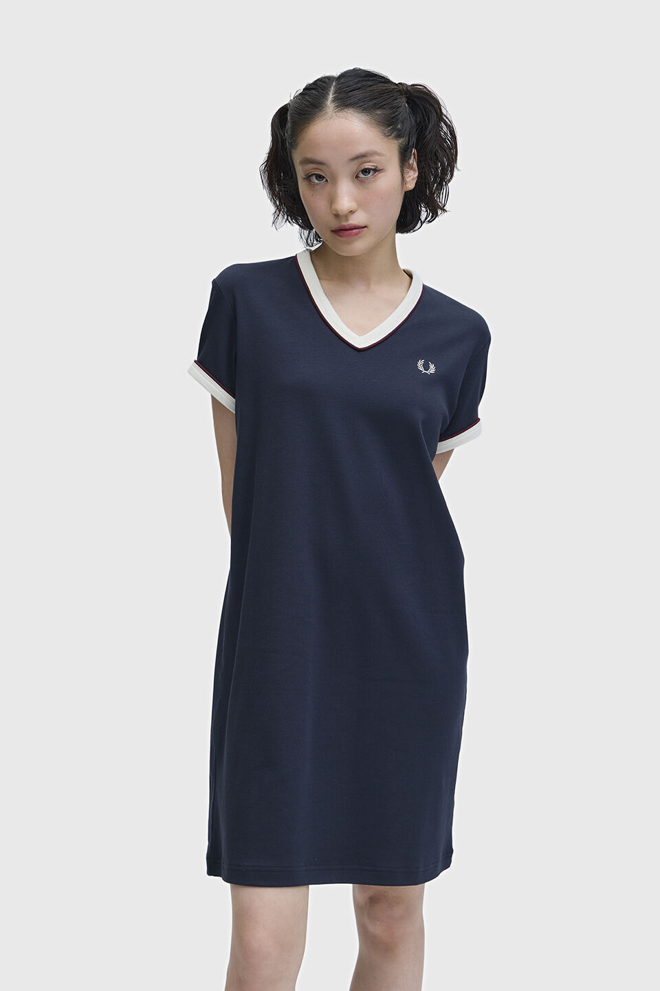 FRED PERRY 「Piped Seams V-Neck T-Shirt Dress」|ワンピース|NAVY