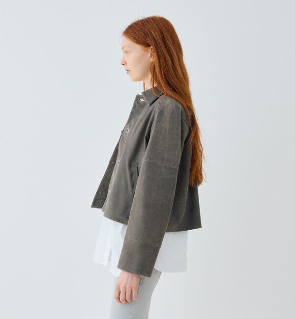 GALERIE VIE「ビンテージラムレザー サドルスリーブブルゾン」|ブルゾン・スタジャン|