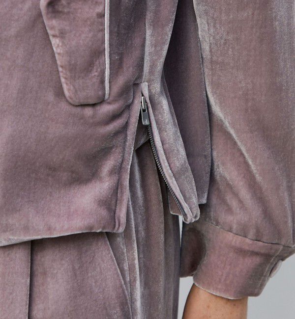 BACCA「レーヨンシルクベルベット ジップアップブルゾン」|ブルゾン・スタジャン|