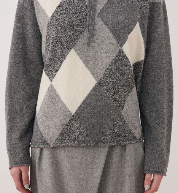 GALERIE VIE「ウールアーガイル フーデッドプルオーバー」|ニット・セーター|
