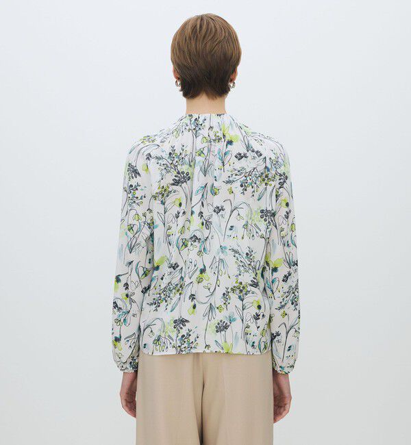 TOMORROWLAND collection「オーキッドフラワープリント ネックギャザーブラウス」|シャツ・ブラウス|