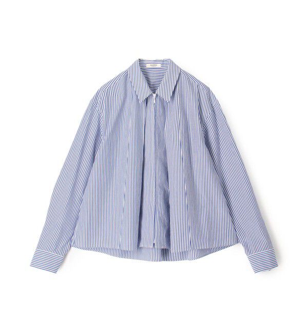 MACPHEE「コットンタイプライター ジップブラウス」|シャツ・ブラウス|66 ブルー系