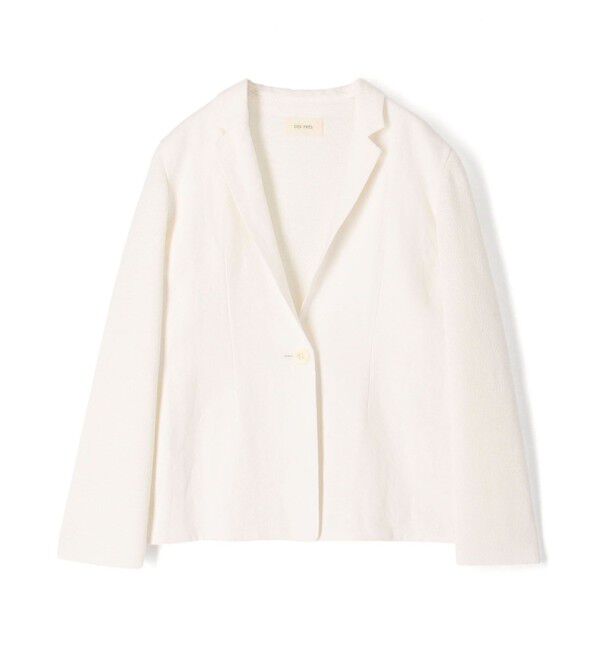 DES PRES「リネンファブリックコンビ テーラーニットジャケット」|テーラードジャケット|11 ホワイト