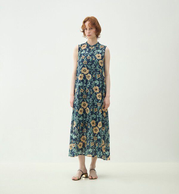 MACPHEE「ウォールペーパープリント ノースリーブワンピース」|ワンピース|