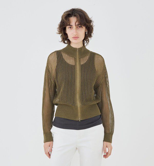 GALERIE VIE「オープンワークコットン ジップアップカーディガン」|カーディガン|