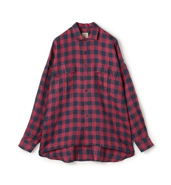 TOMORROWLAND MENS「【別注】GUY ROVER リネンチェック オーバーシャツ」|シャツ・ブラウス|36 レッド系