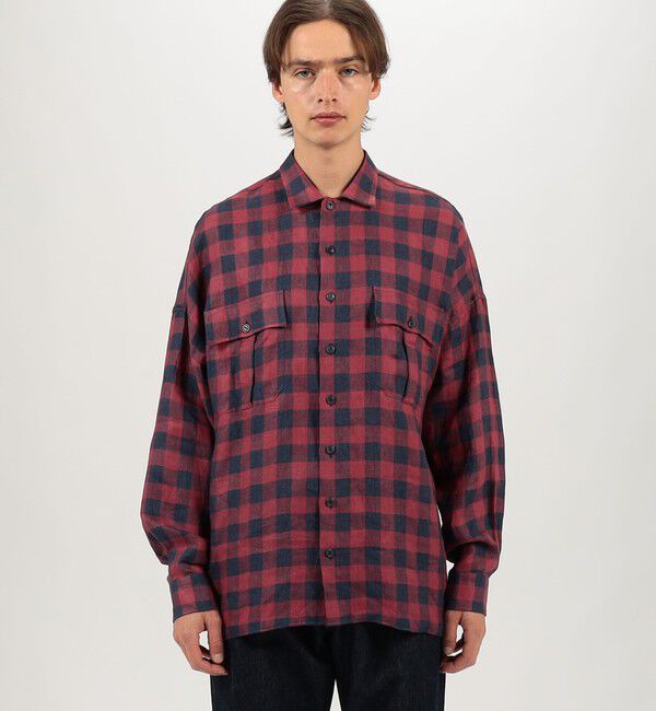 TOMORROWLAND MENS「【別注】GUY ROVER リネンチェック オーバーシャツ」|シャツ・ブラウス|