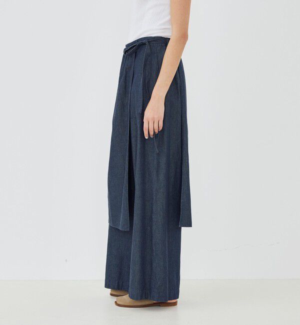 GALERIE VIE「コットンダンガリー エプロン付きイージーパンツ」|デニム|