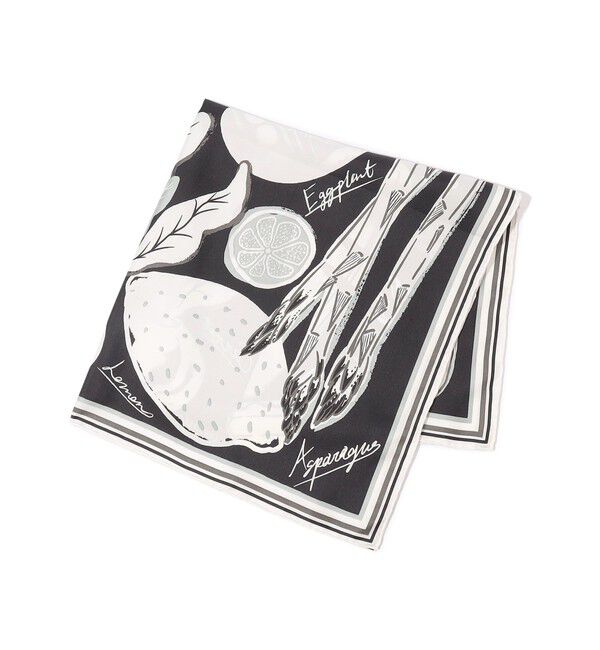 TOMORROWLAND GOODS「manipuri VEGETABLES シルクスカーフ」|バンダナ・スカーフ|18 ブラック系