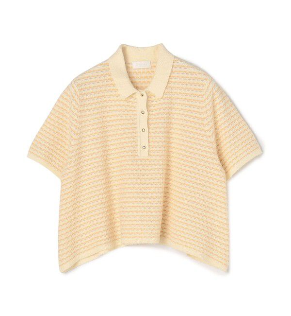 Ballsey「ファインファンシーボーダー ワイドショートポロ」|ニット・セーター|42 ベージュ系