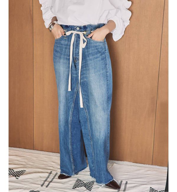  「《追加2》ドロストワイドイージーデニムパンツ」|デニム|