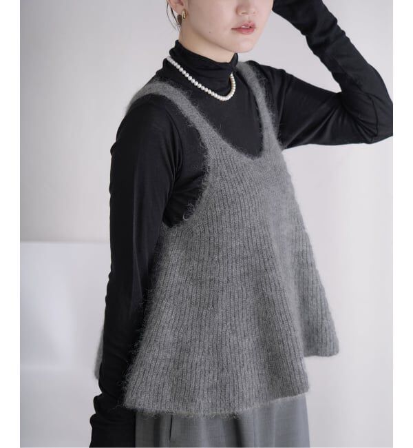 IENA「《WEB限定/追加》モヘヤミックスフレアタンク」|ニット・セーター|グレー