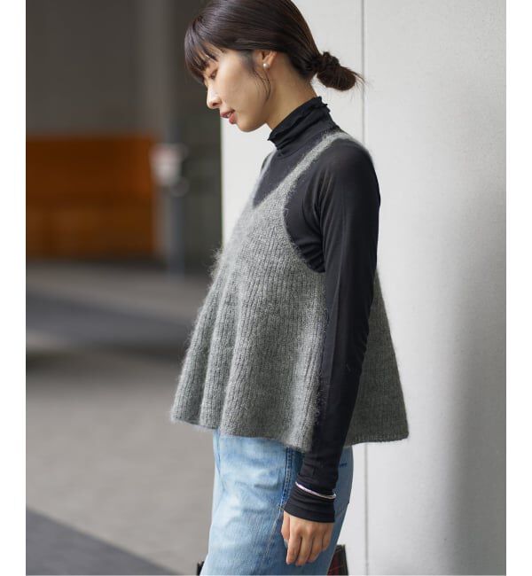 IENA「《WEB限定/追加》モヘヤミックスフレアタンク」|ニット・セーター|