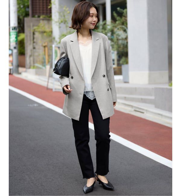 SLOBE IENA「《WEB限定/セットアップ対応可/追加3》ウォッシャブルツイルダブルジャケット」|テーラードジャケット|