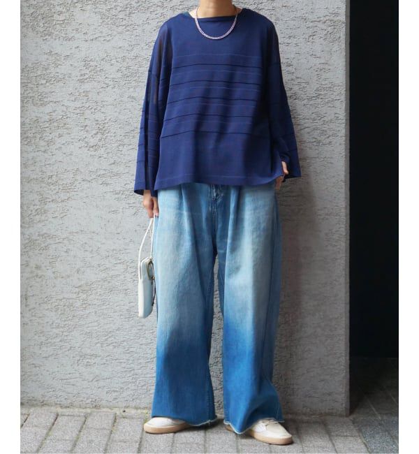 journal standard luxe「シアーボーダー ボートネックプルオーバー」|ニット・セーター|