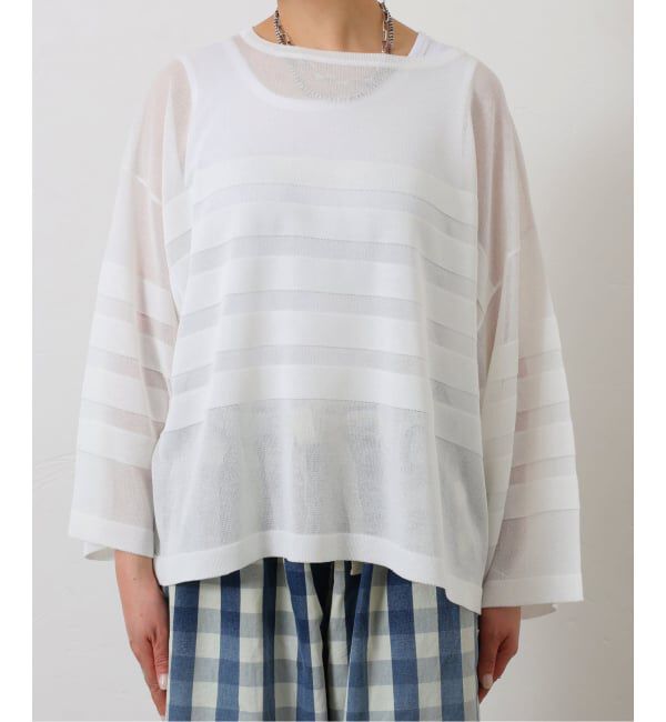 journal standard luxe「シアーボーダー ボートネックプルオーバー」|ニット・セーター|