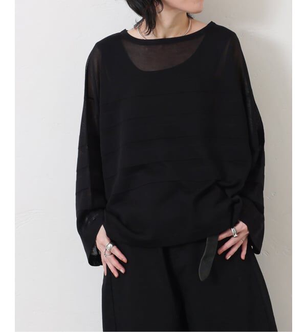 journal standard luxe「シアーボーダー ボートネックプルオーバー」|ニット・セーター|