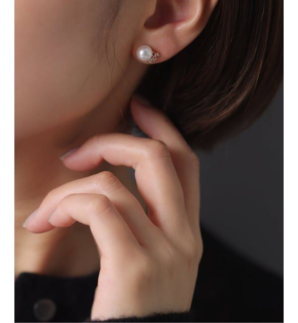 Lilas by Spick&Span「7mmパール*ホワイトトパーズピアス K10（両耳）」|ピアス|
