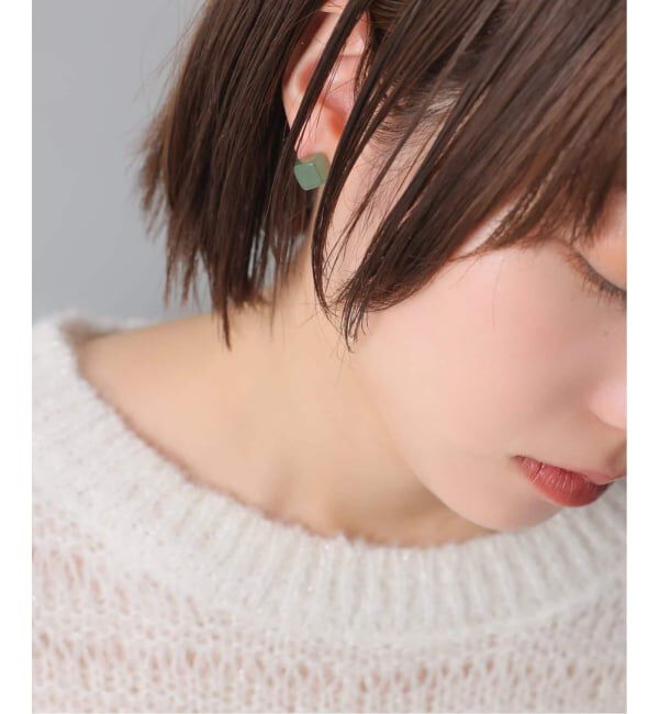 Lilas by Spick&Span「ラウンド*キューブカラーストーンピアス K10（両耳）」|ピアス|