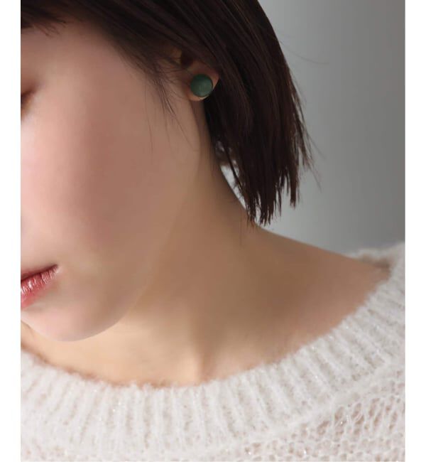 Lilas by Spick&Span「ラウンド*キューブカラーストーンピアス K10（両耳）」|ピアス|