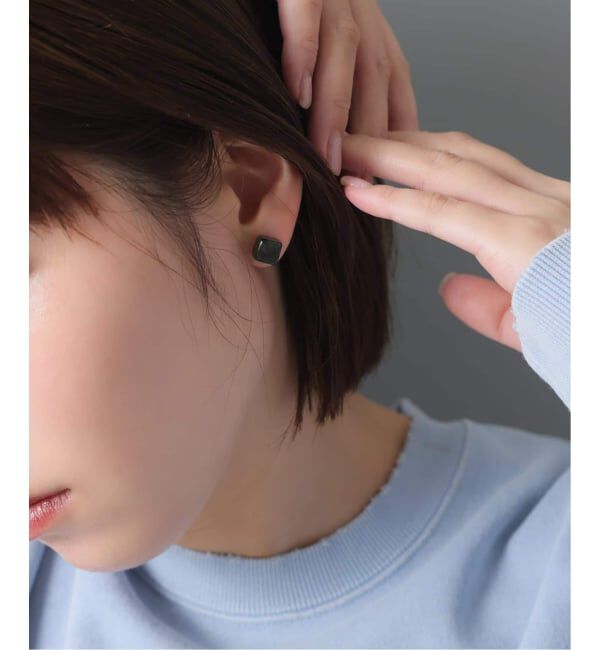 Lilas by Spick&Span「ラウンド*キューブカラーストーンピアス K10（両耳）」|ピアス|