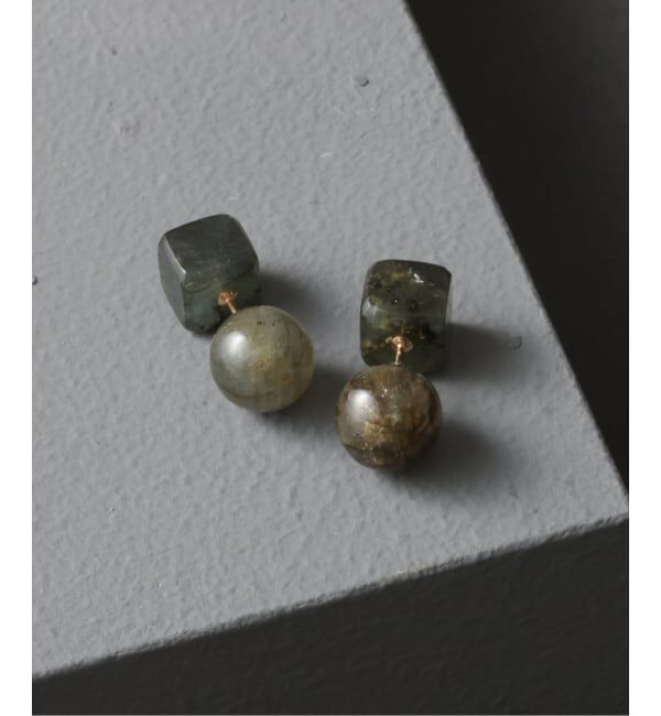 Lilas by Spick&Span「ラウンド*キューブカラーストーンピアス K10（両耳）」|ピアス|