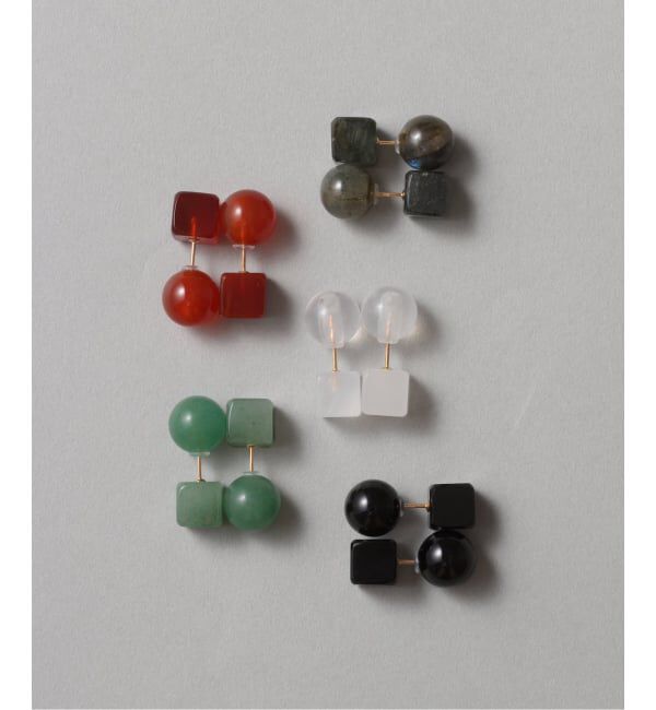 Lilas by Spick&Span「ラウンド*キューブカラーストーンピアス K10（両耳）」|ピアス|