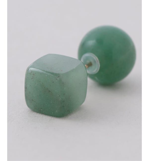 Lilas by Spick&Span「ラウンド*キューブカラーストーンピアス K10（両耳）」|ピアス|