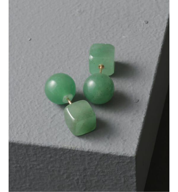 Lilas by Spick&Span「ラウンド*キューブカラーストーンピアス K10（両耳）」|ピアス|グリーン