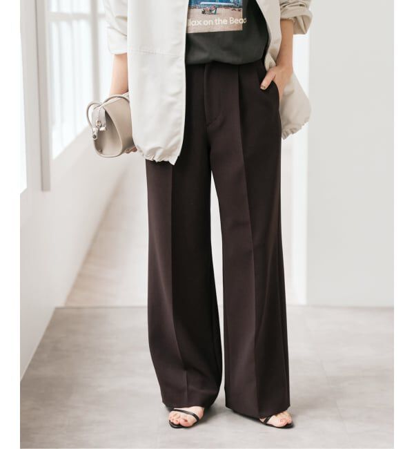 Spick and Span「《追加》ダブルクロスツータックパンツ」|スラックス|