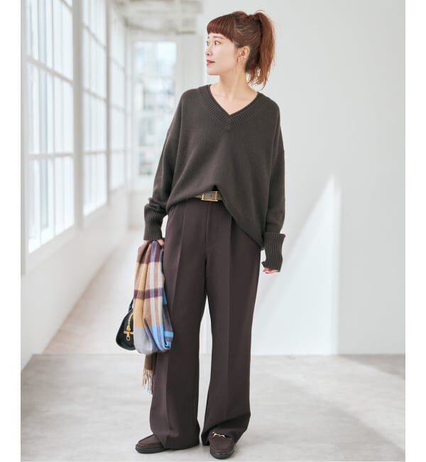 Spick and Span「《追加》ダブルクロスツータックパンツ」|スラックス|