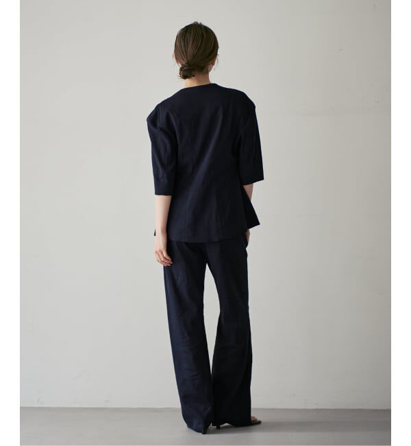 NOBLE「ELENI/エルニ ラスターストレッチジャケット」|ノーカラージャケット|