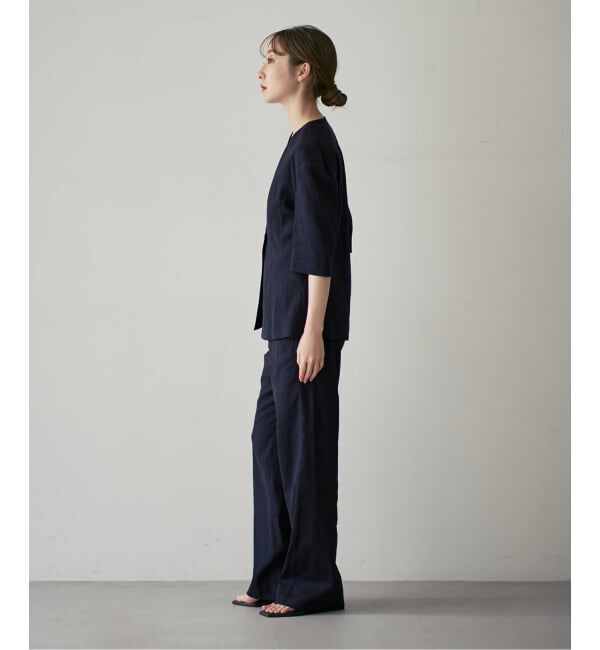 NOBLE「ELENI/エルニ ラスターストレッチジャケット」|ノーカラージャケット|