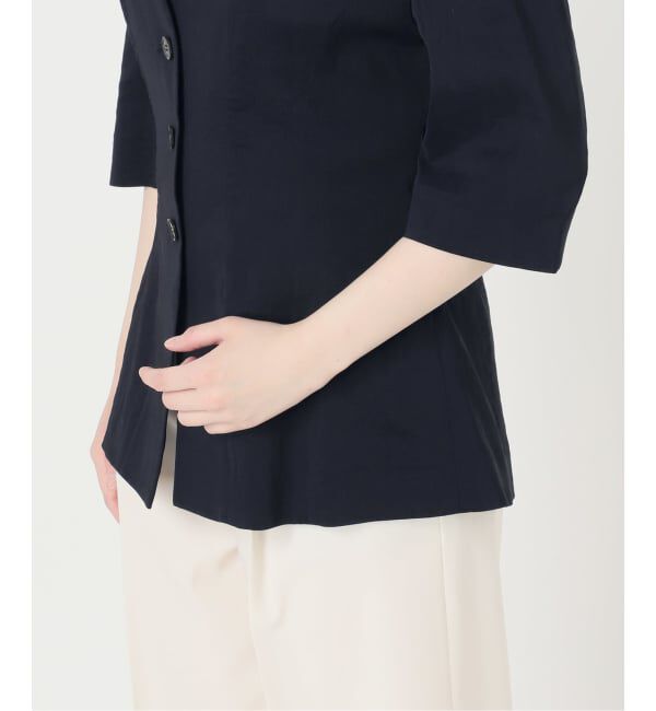 NOBLE「ELENI/エルニ ラスターストレッチジャケット」|ノーカラージャケット|