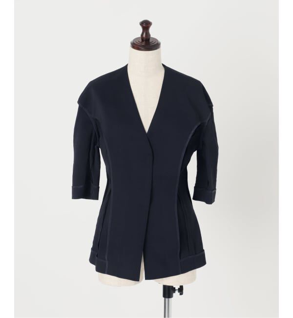 NOBLE「ELENI/エルニ ラスターストレッチジャケット」|ノーカラージャケット|