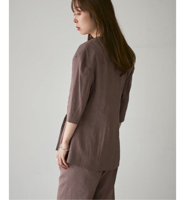 NOBLE「ELENI/エルニ ラスターストレッチジャケット」|ノーカラージャケット|