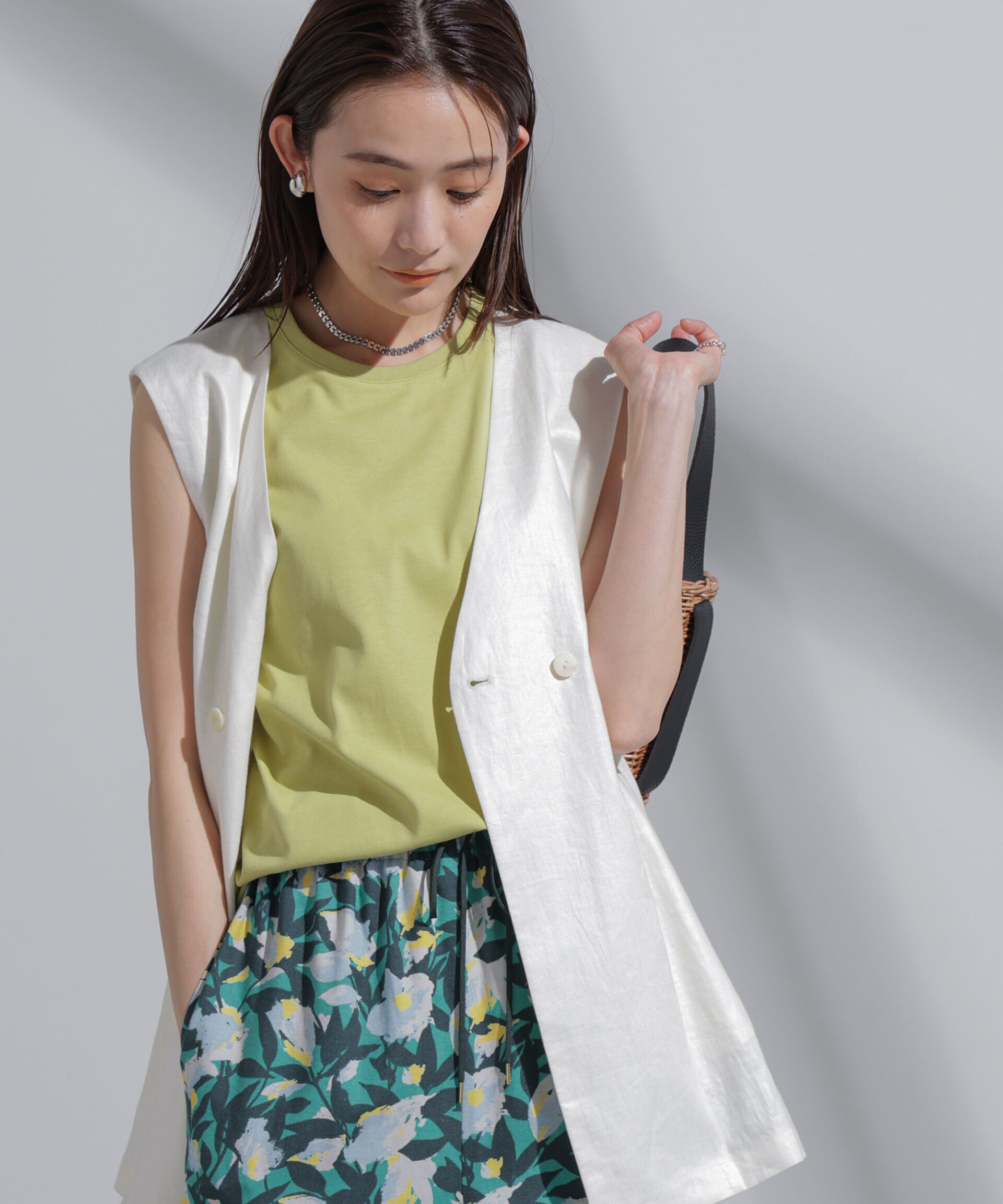 nano･universe「Anti Soaked(R)  汗染み防止 カラフルノースリTシャツ」|Tシャツ・カットソー|ライムグリー 1