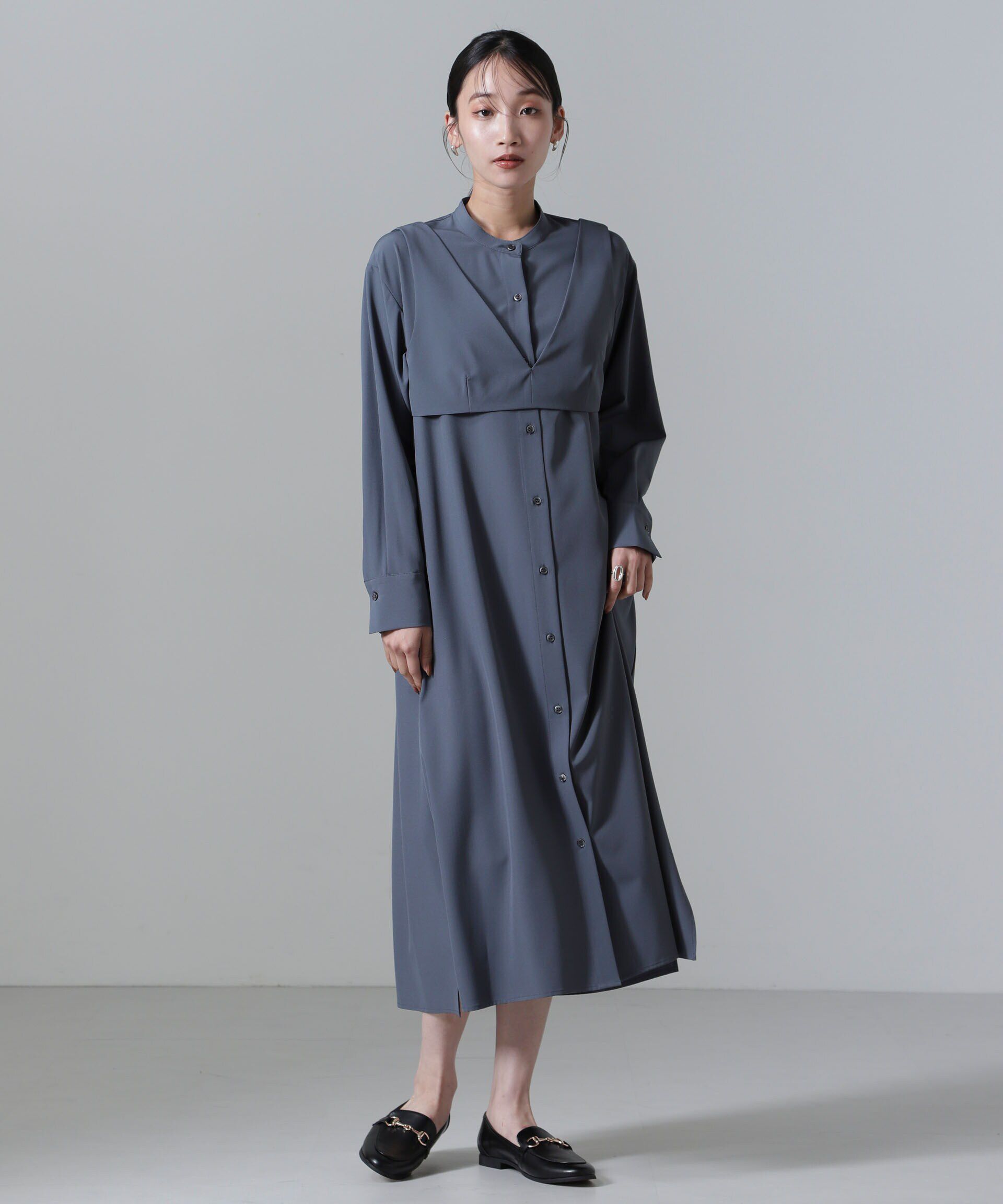 nano･universe「ビスチェセットシャツワンピース」|ワンピース|ブルーグレー5