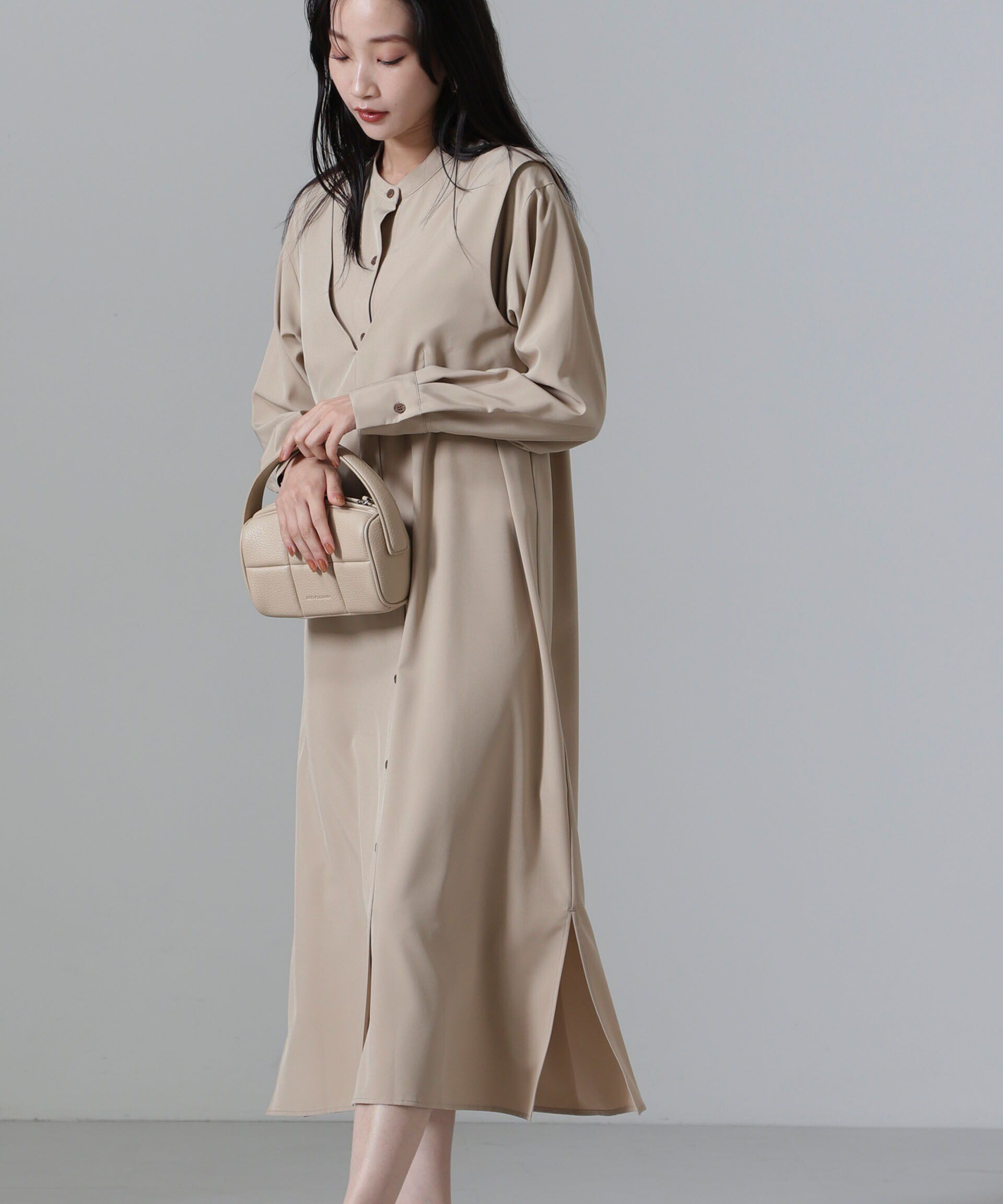 nano･universe「ビスチェセットシャツワンピース」|ワンピース|ベージュ