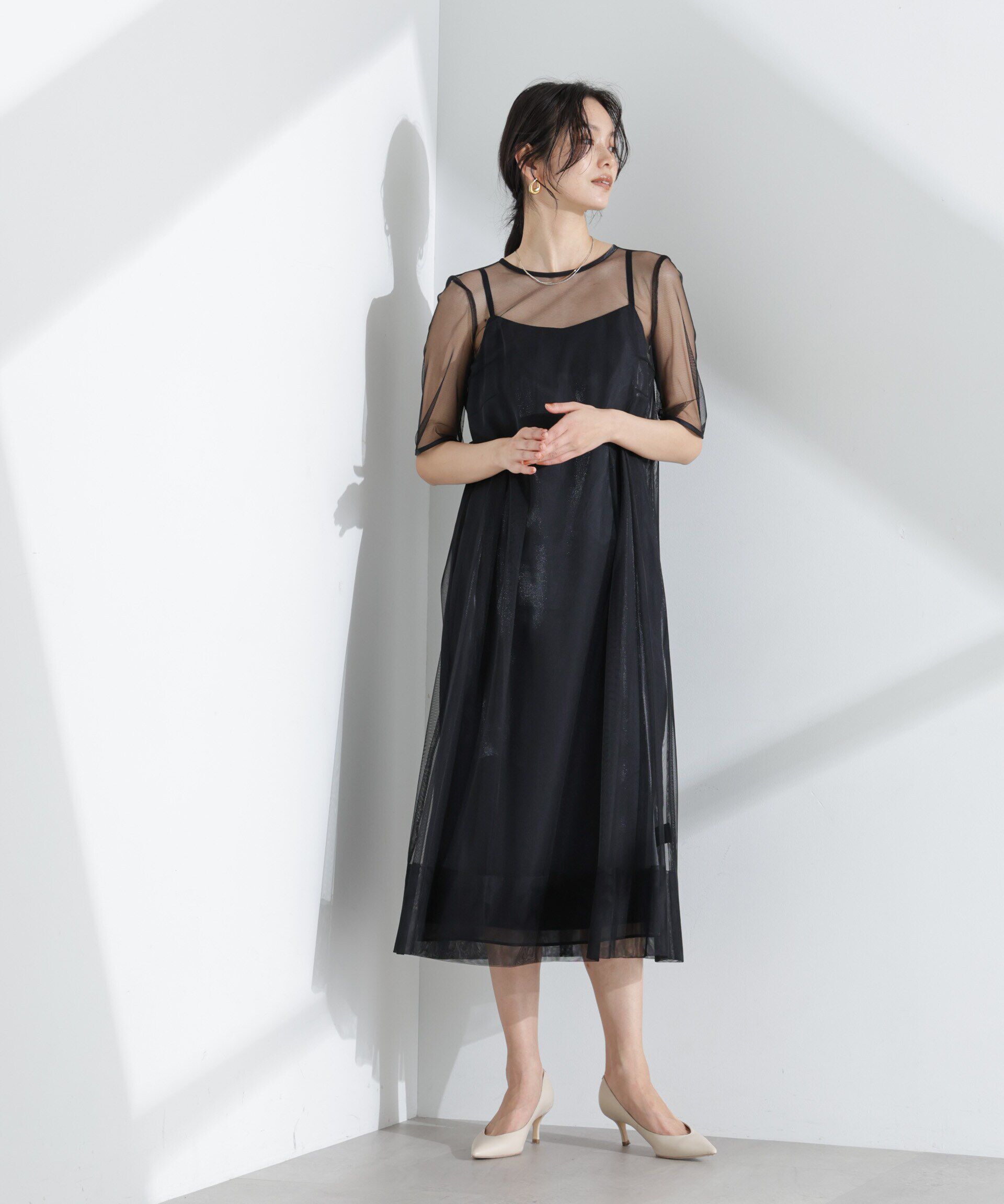 nano･universe「kaene/シャンブレーキャミドッキングドレス」|ワンピース|