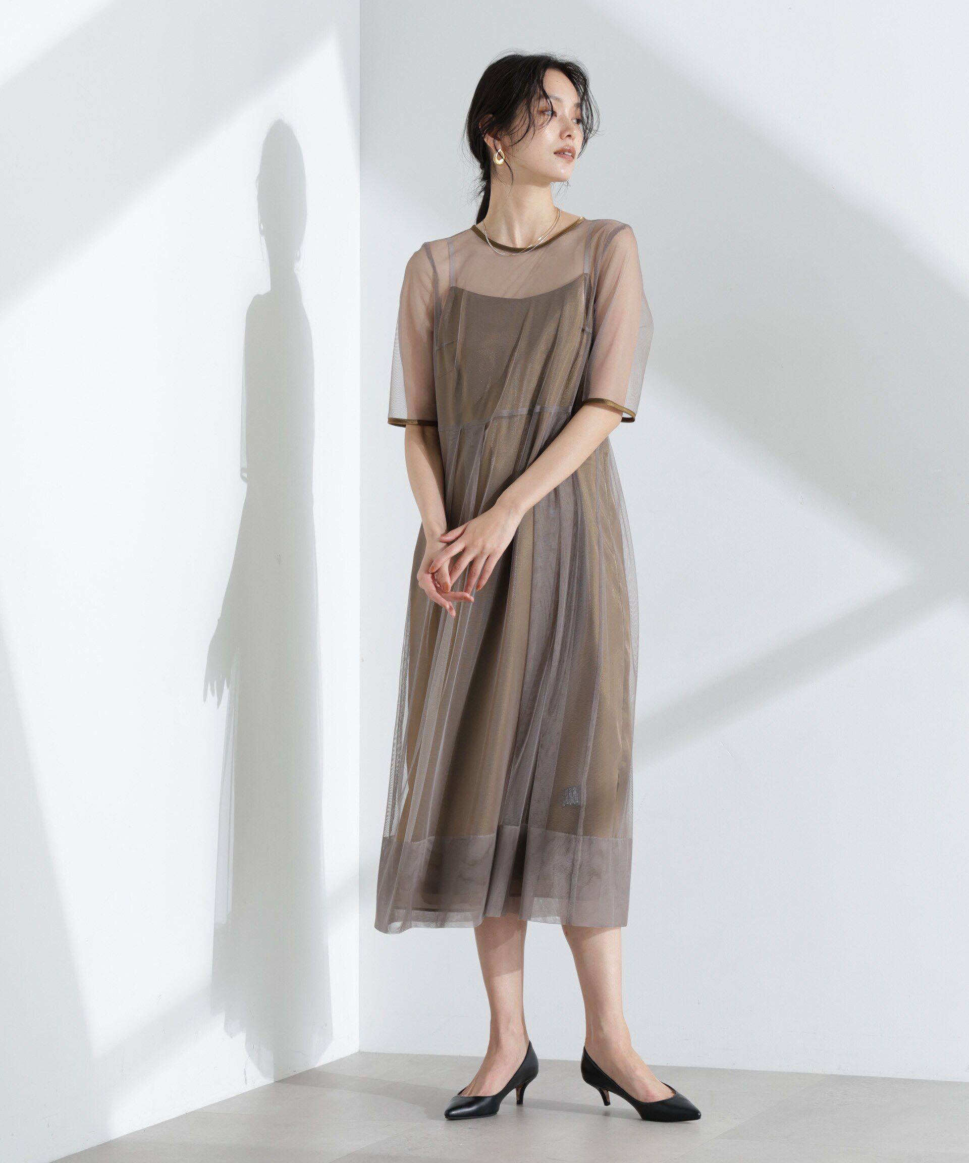 nano･universe「kaene/シャンブレーキャミドッキングドレス」|ワンピース|