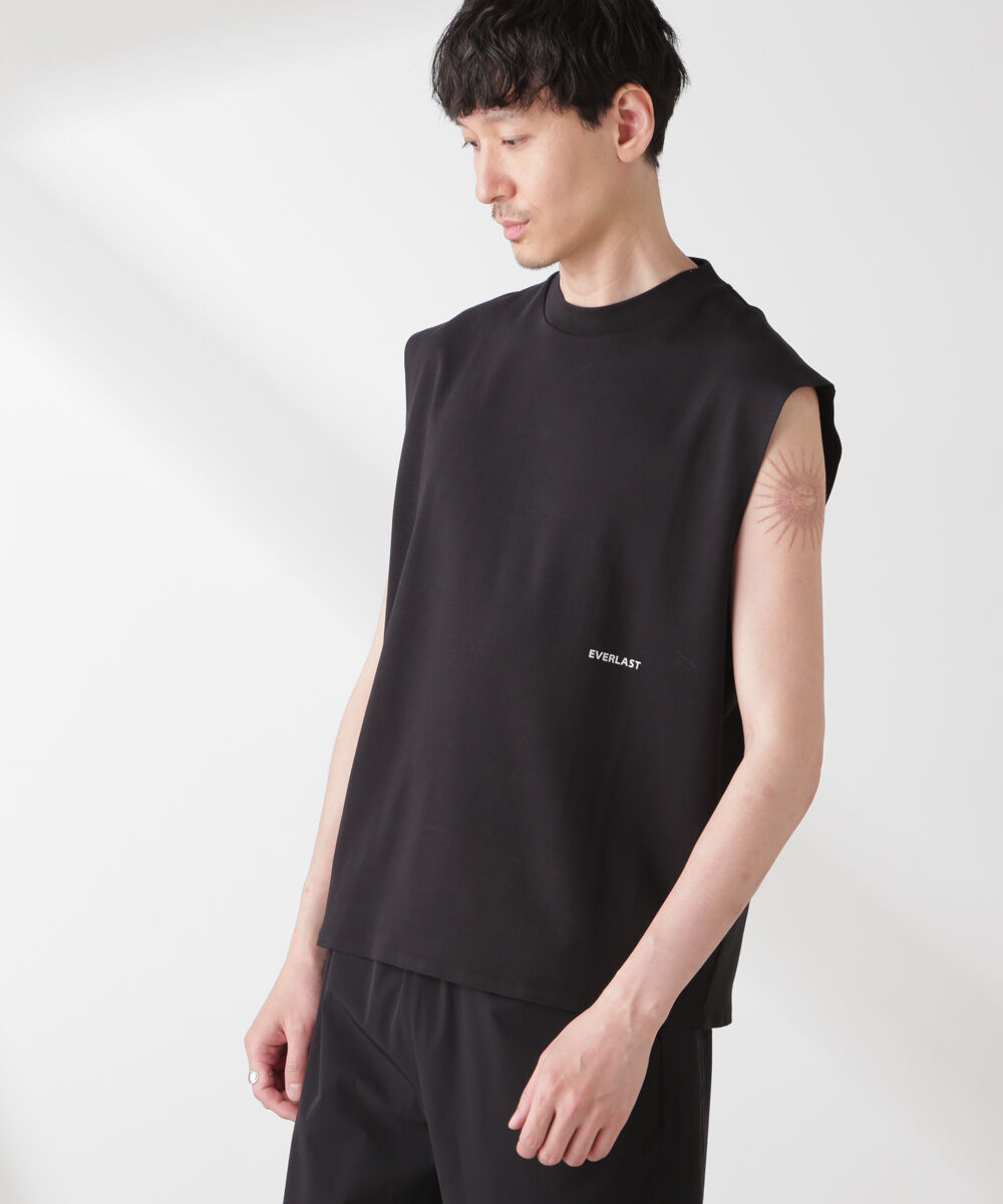 nano･universe「｢EVERLAST｣ アンチスメルプリントノースリーブ」|Tシャツ・カットソー|ブラック