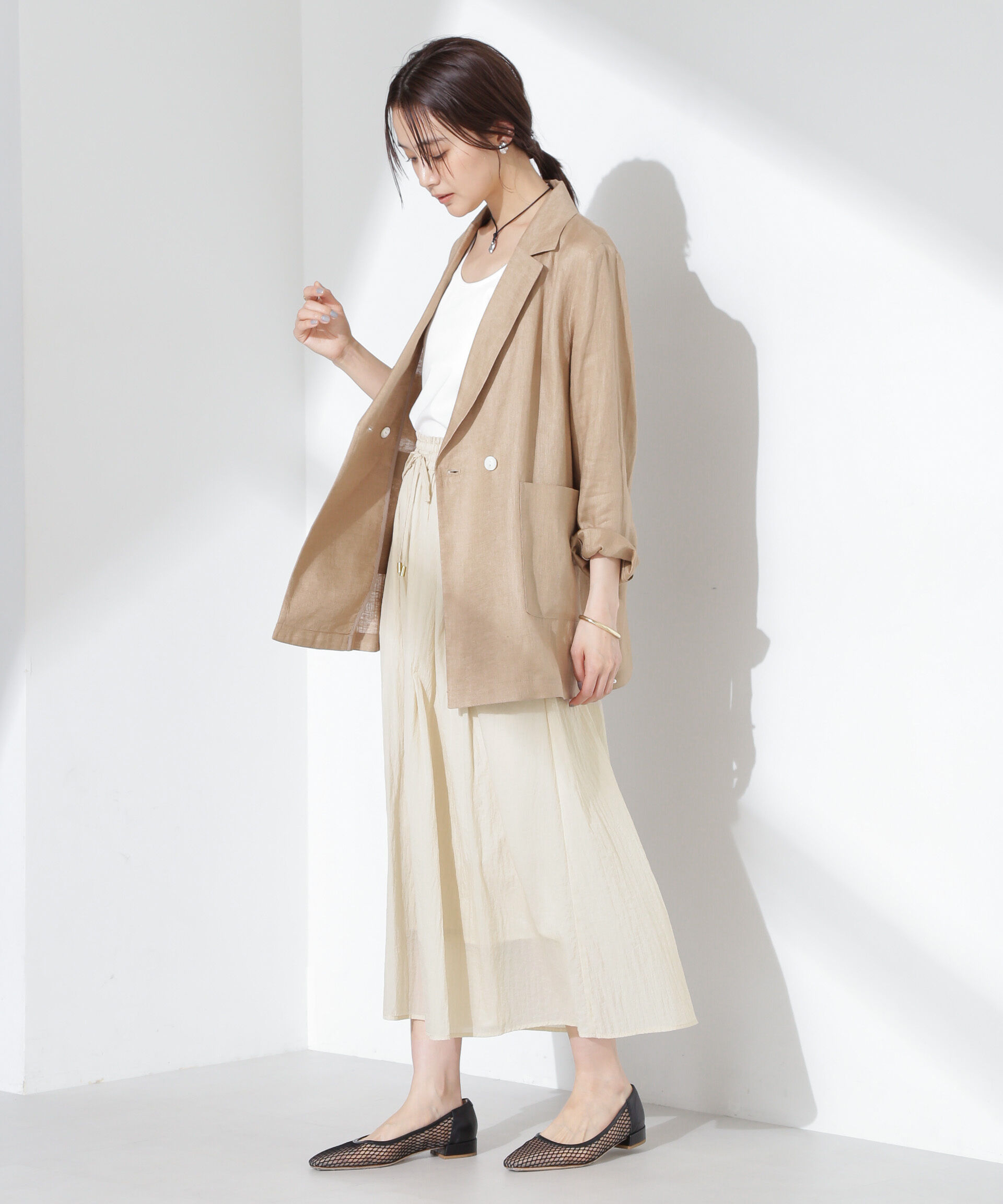 nano･universe「ナイロンタッサーギャザースカーチョ（セットアップ可）」|チノ|