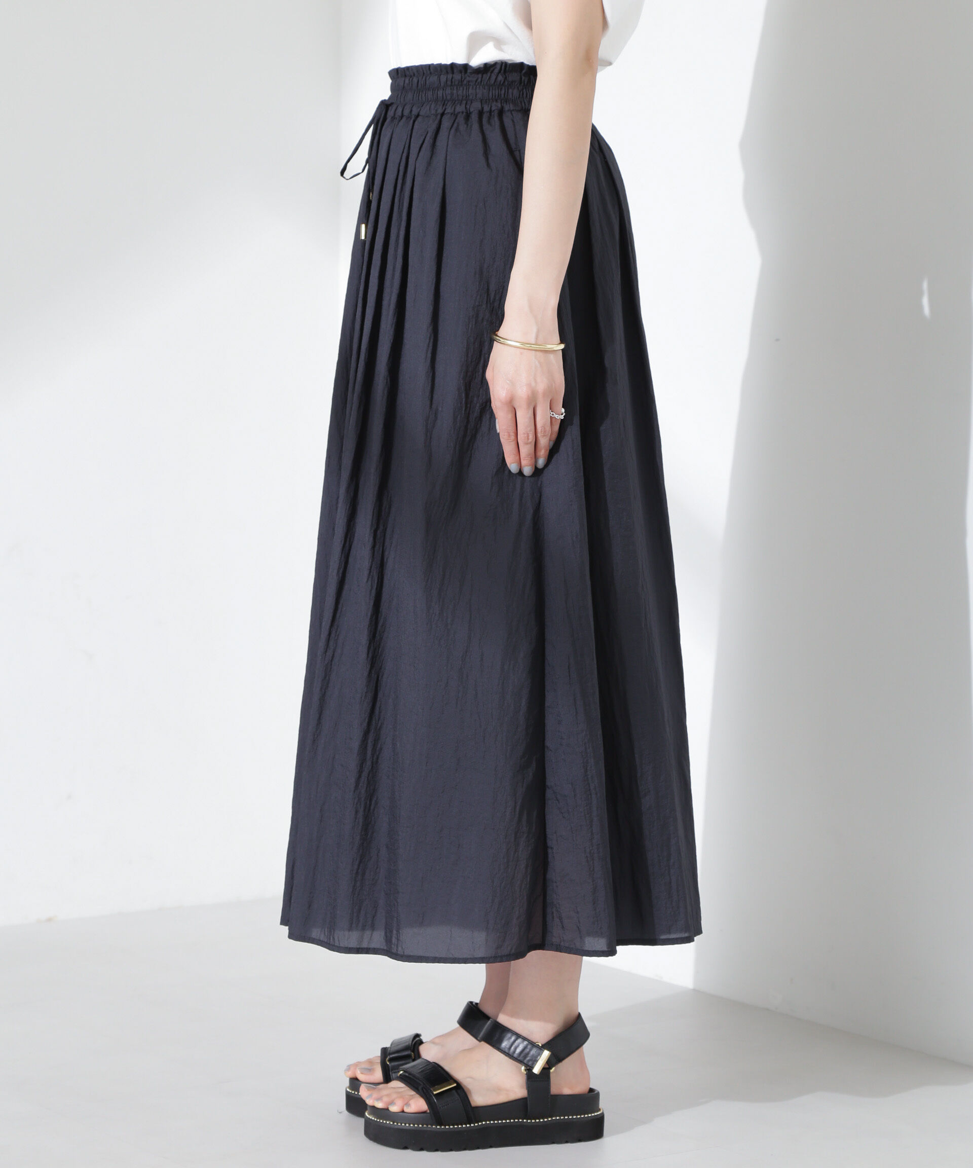 nano･universe「ナイロンタッサーギャザースカーチョ（セットアップ可）」|チノ|