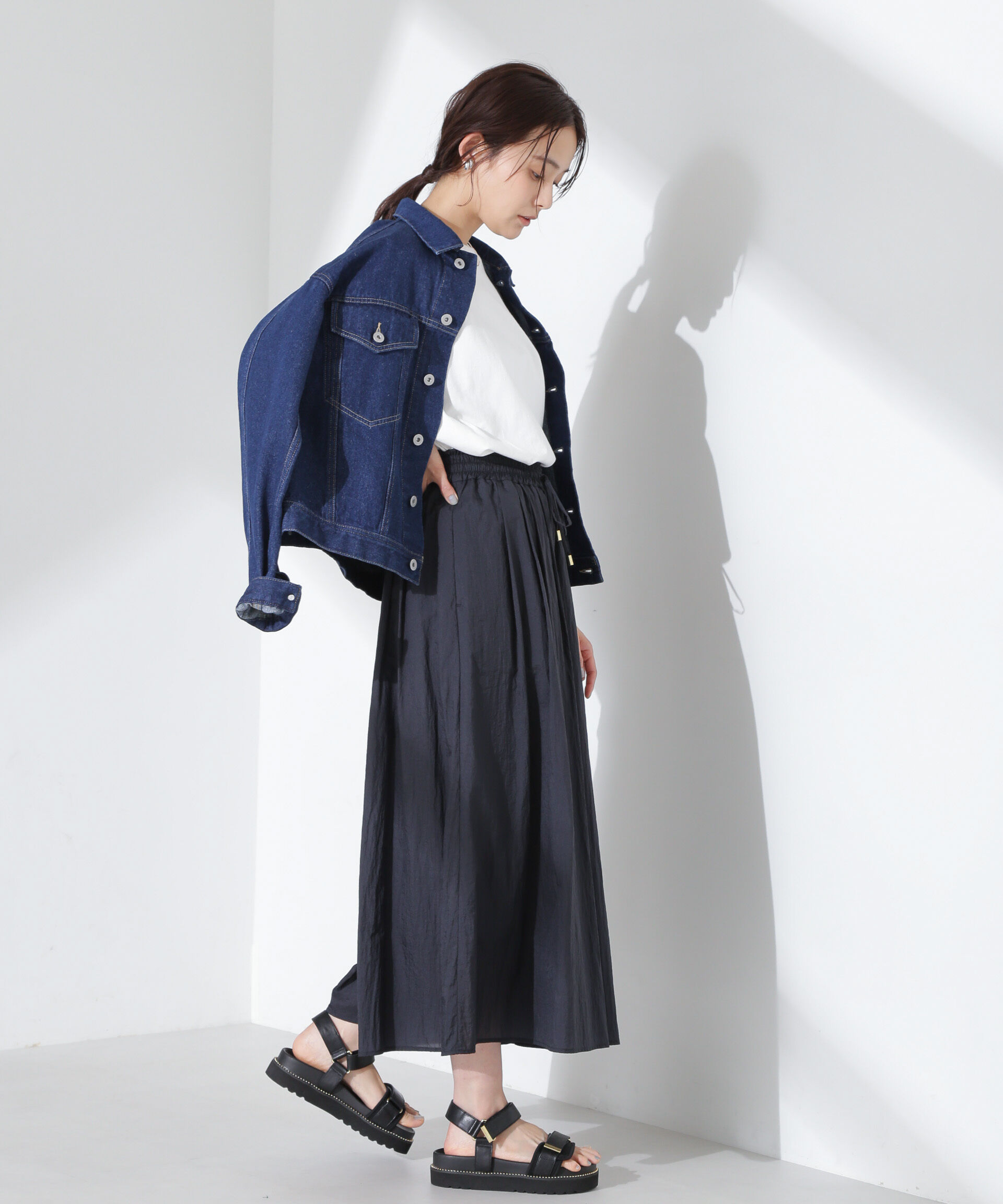 nano･universe「ナイロンタッサーギャザースカーチョ（セットアップ可）」|チノ|