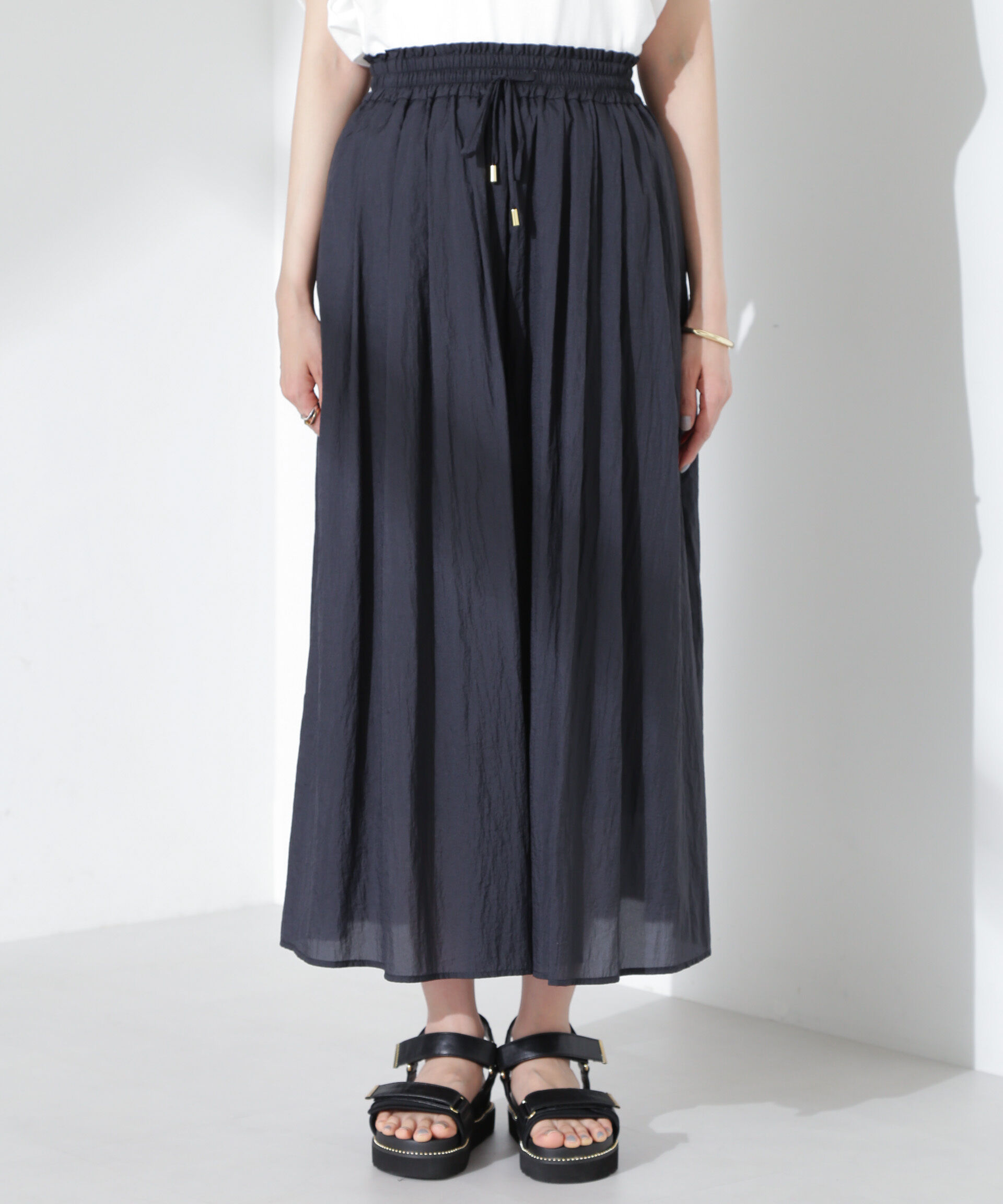 nano･universe「ナイロンタッサーギャザースカーチョ（セットアップ可）」|チノ|