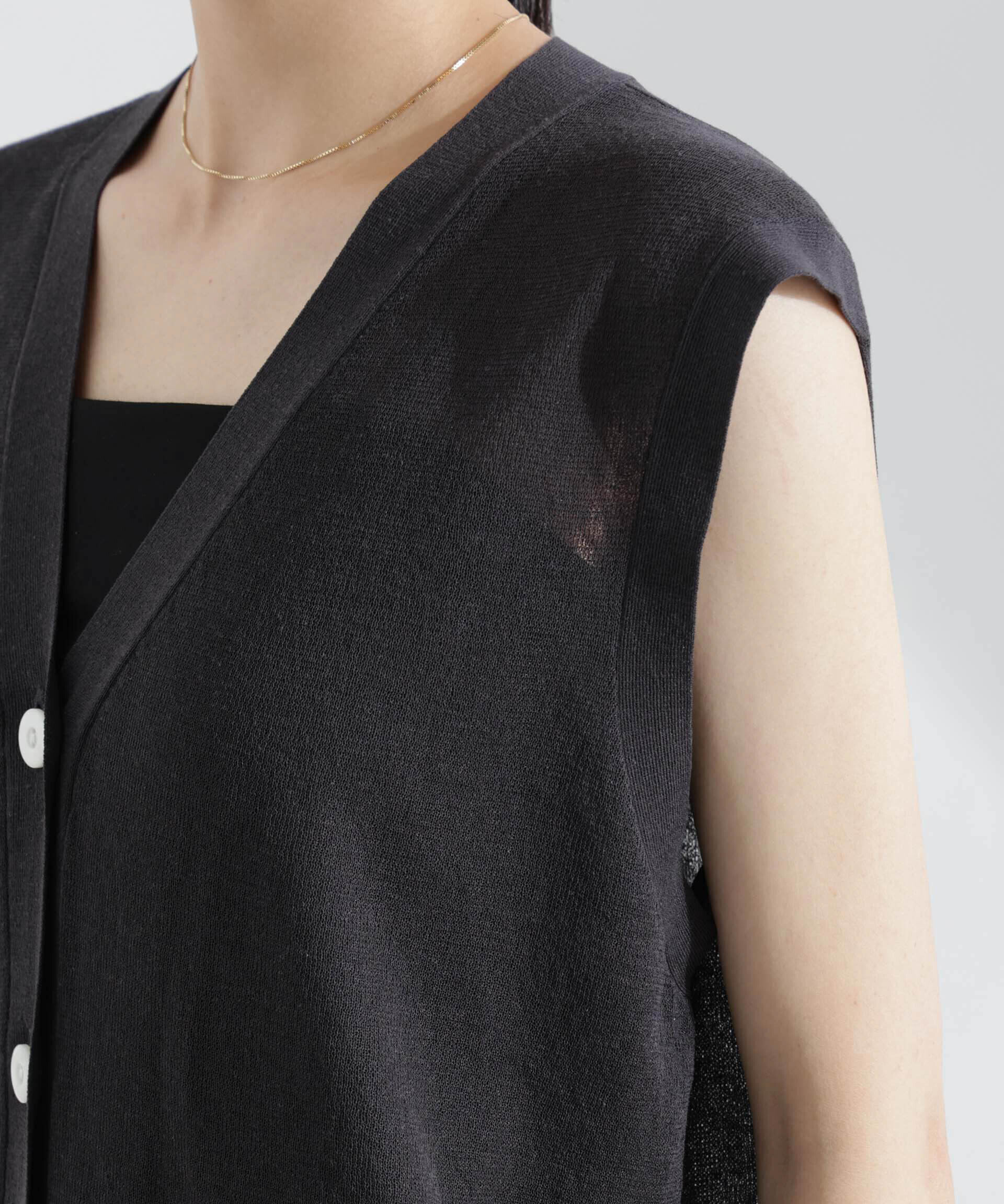 nano･universe「シアーミラノリブニットベスト」|ニット・セーター|